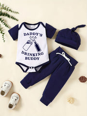 Casual DADDY AND ME Letter Print Outfit Baby Boys Set
