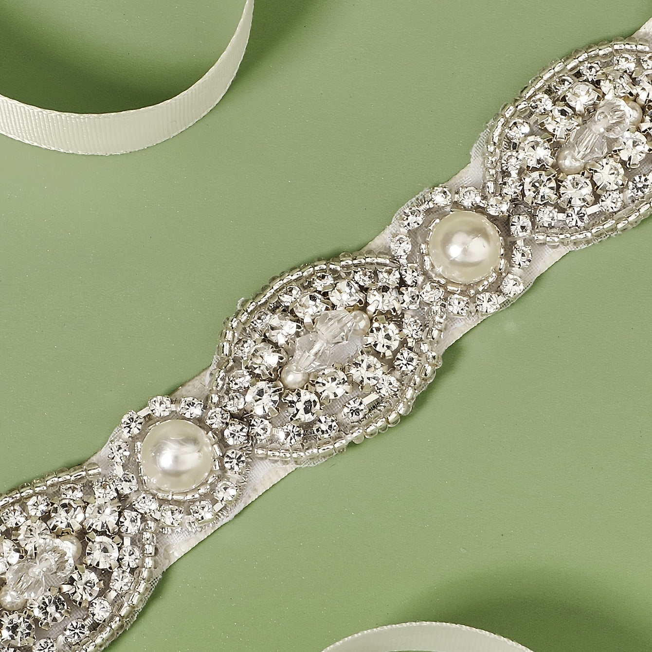 Crystal Rhinestone Bridal Belt with Organza Ribbon