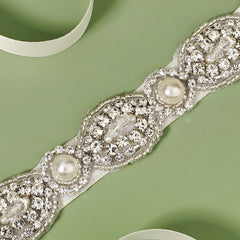 Crystal Rhinestone Bridal Belt with Organza Ribbon