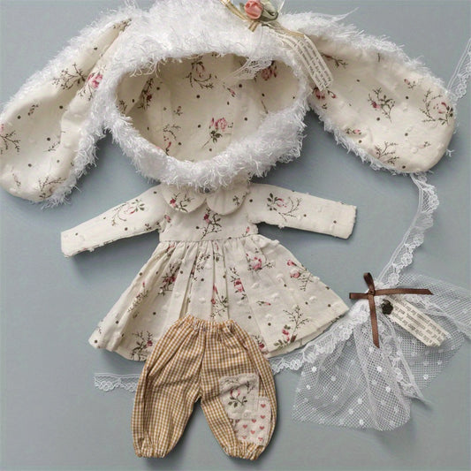 Long Ears Hat Flower Skirt Casual Pants DIY Doll Accessories for 1 6 Bress Doll