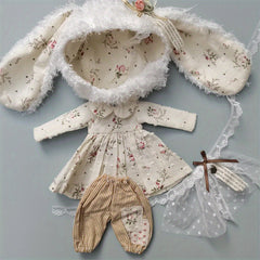 Long Ears Hat Flower Skirt Casual Pants DIY Doll Accessories for 1 6 Bress Doll