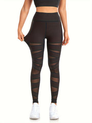 High Waist Mesh Spliced Yoga Workout Pants