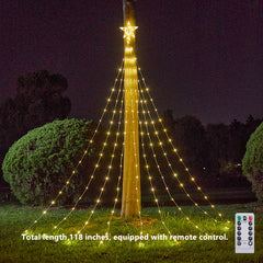 Christmas Waterfall Cone Tree Light LED With Star Topper 8 Modes