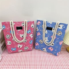 Funny Pet Animal Print Canvas Bag Large Capacity Rope Handle Tote