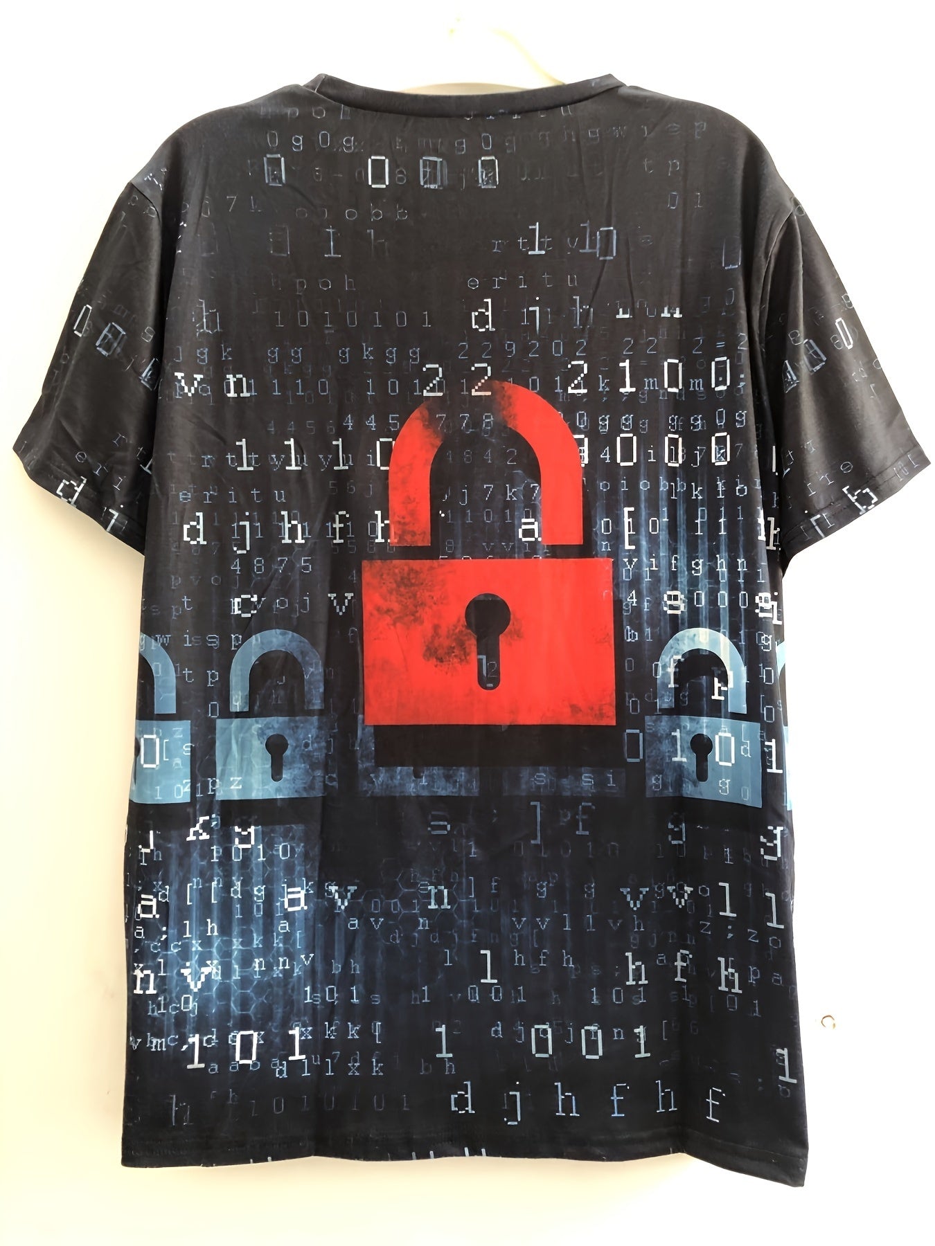 LOCK Pattern Print Men's Short Sleeve Comfy T-shirt Graphic Tee
