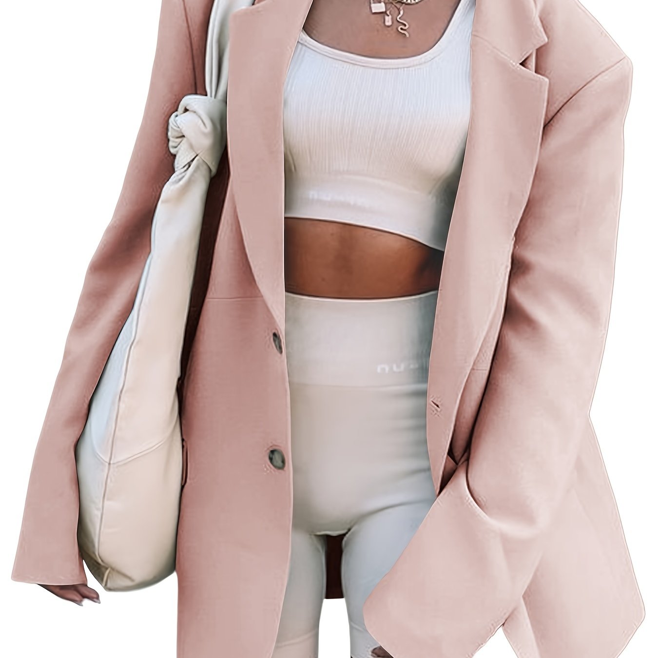 Oversized Lapel Neck Blazer Casual Long Sleeve Blazer for Women