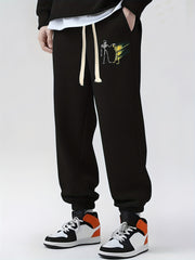 Skeleton Print Drawstring Sweatpants Loose Fit Pants Men's Casual Joggers