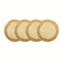 4pc Wheat Straw Placemats & Coasters Set Water Gourd Corn Decor Home Decor