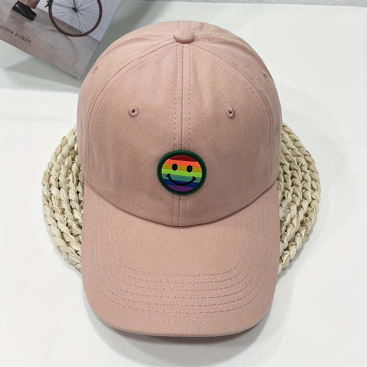 Smiling Face Patch Baseball Cap Cotton Casual Dad Hat Unisex Sun Hats