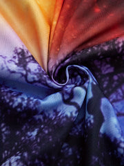 Men's Tree And Galaxy Graphic T Shirt Short Sleeve Top