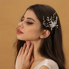 Faux Pearl Flower Head Piece Rhinestone Hairpin Wedding Hair Accessories