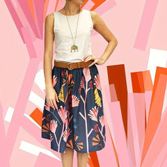Women's Graphic Print Midi Skirt Elastic Waist