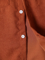 Boys Corduroy Hooded Shirts Long Sleeve Button Down Tops