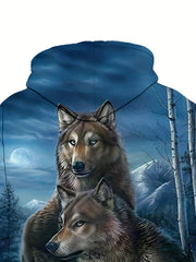 Wolves 3D Print Hoodie Men Graphic Hooded Pullover Autumn Winter