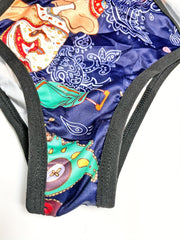 Sexy Boho Bodysuit Cut Out Paisley Print Ring Linked
