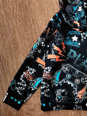 Stylish Gamepad 3D Print Boys Hoodie Top for Kids
