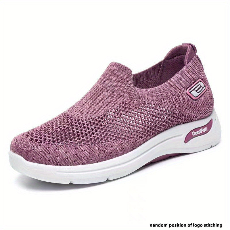 Women's Breathable Woven Sneakers Lightweight Slip On Shoes