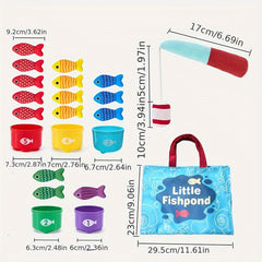 22pcs Fishing Game Set for Kids with Fishing Pole, Fish, Buckets, Mat Cloth