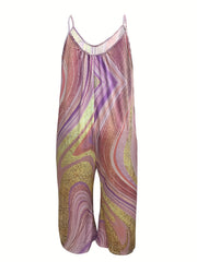 Marble Print Cami Jumpsuit with Pockets