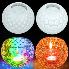 2pcs Crystal Epoxy Resin Mold Wave Point Storage Box Candle Holder