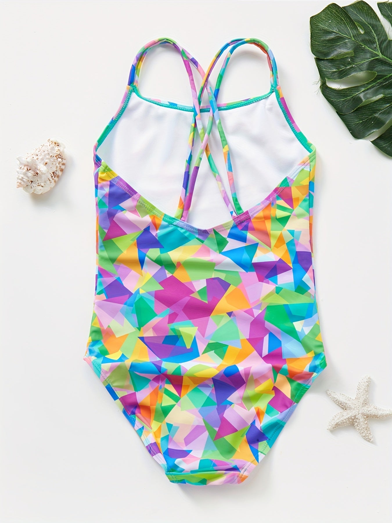 Girl's Geometric Print Tankini Swimsuit