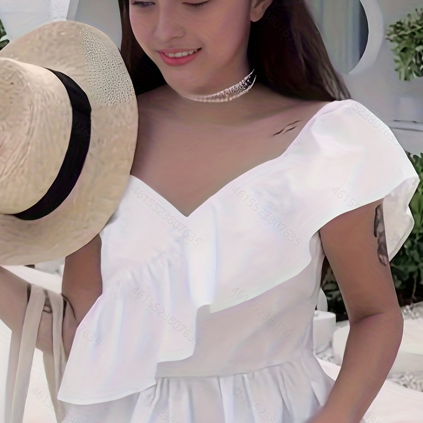 Asymmetrical Spaghetti Strap Top with Ruffle Trim - Summer Women's Clothing