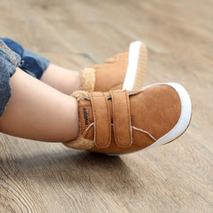 Cozy Hook and Loop Baby Boys Boots - Soft & Warm Fleece Lined Winter Shoes
