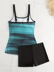 Striped Tankini Set Women's Two Piece Swimsuit