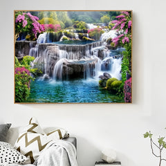 5D Waterfall Landscape Diamond Painting Kit, Full Drill Rhinestone Embroidery