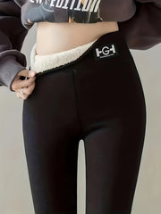 Women's Fleece Warm Leggings High Waist Yoga Tight Pants