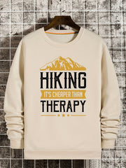 Mountain Hiking Print Sweatshirt Men's Casual Graphic Crew Neck Pullover
