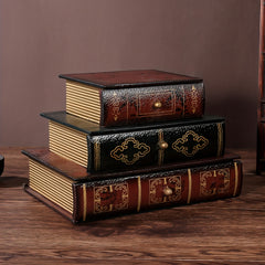 Vintage Wooden Book Storage Box Jewelry Drawer