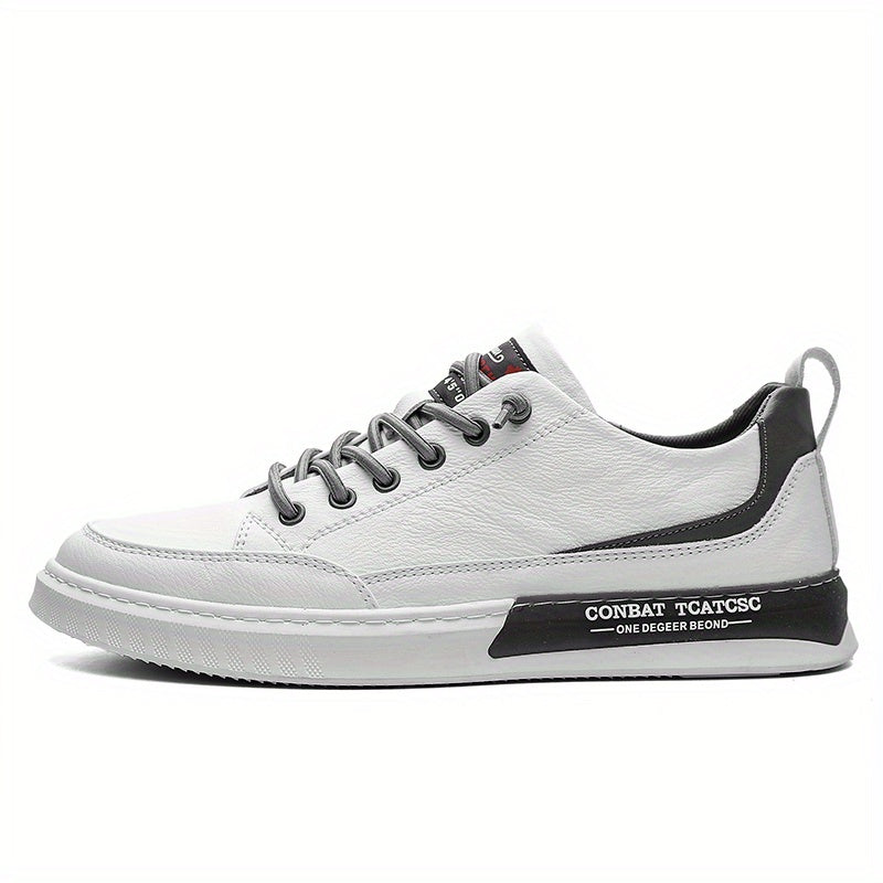 Men's Slip On Leather Skate Shoes Walking Sneakers