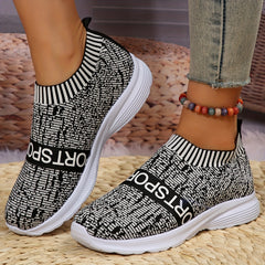 Women's Knit Slip On Sneakers Lightweight Outdoor Shoes