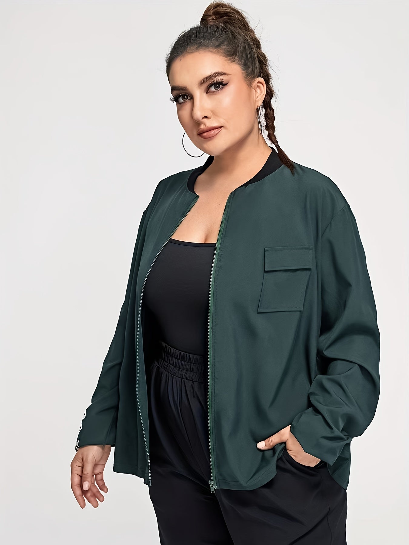 Women's Sports Top Letter Print Long Sleeve Zip Jacket