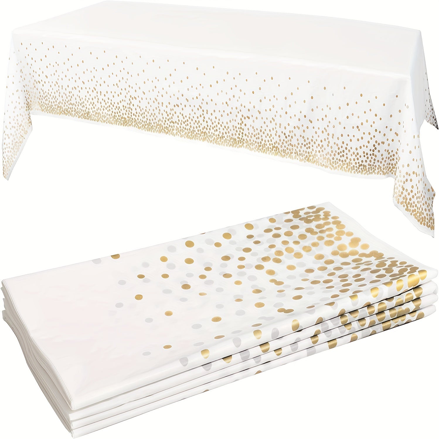 2pcs Plastic Tablecloth 137 X 274 Golden Dot Disposable, Party Decorations