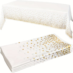 2pcs Plastic Tablecloth 137 X 274 Golden Dot Disposable, Party Decorations