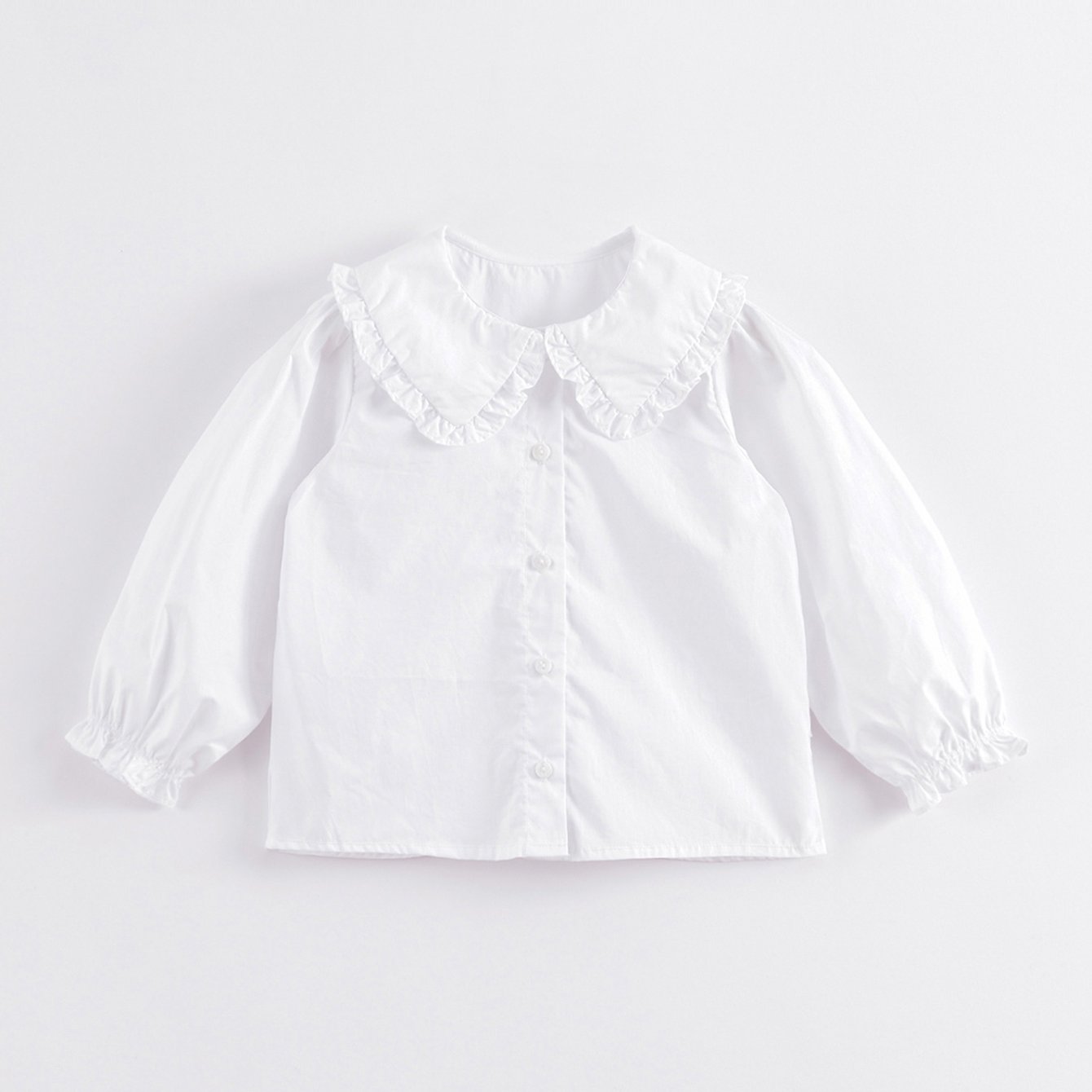 MARC&JANIE Girls Cotton Ruffle Trim Collar Shirt Kid s Button Down Blouse