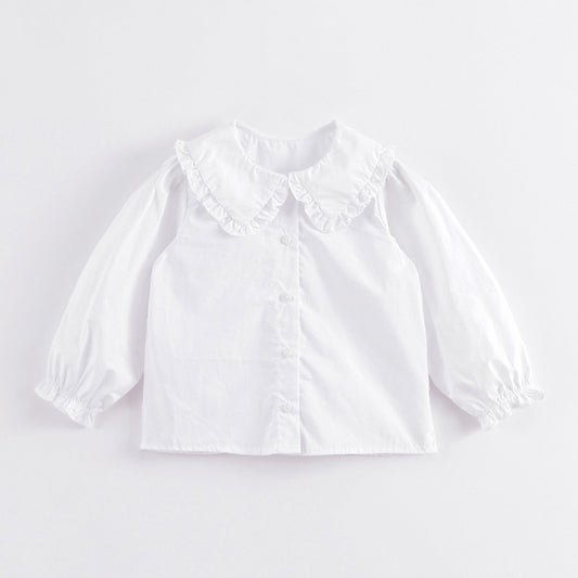 MARC&JANIE Girls Cotton Ruffle Trim Collar Shirt Kid s Button Down Blouse