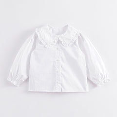 MARC&JANIE Girls Cotton Ruffle Trim Collar Shirt Kid s Button Down Blouse