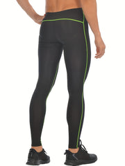 Men's Striped Leggings High Stretch Sports Compression Pants