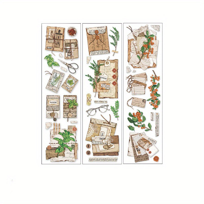 6pcs Plant PET Journal Stickers Retro Art Decoration Material