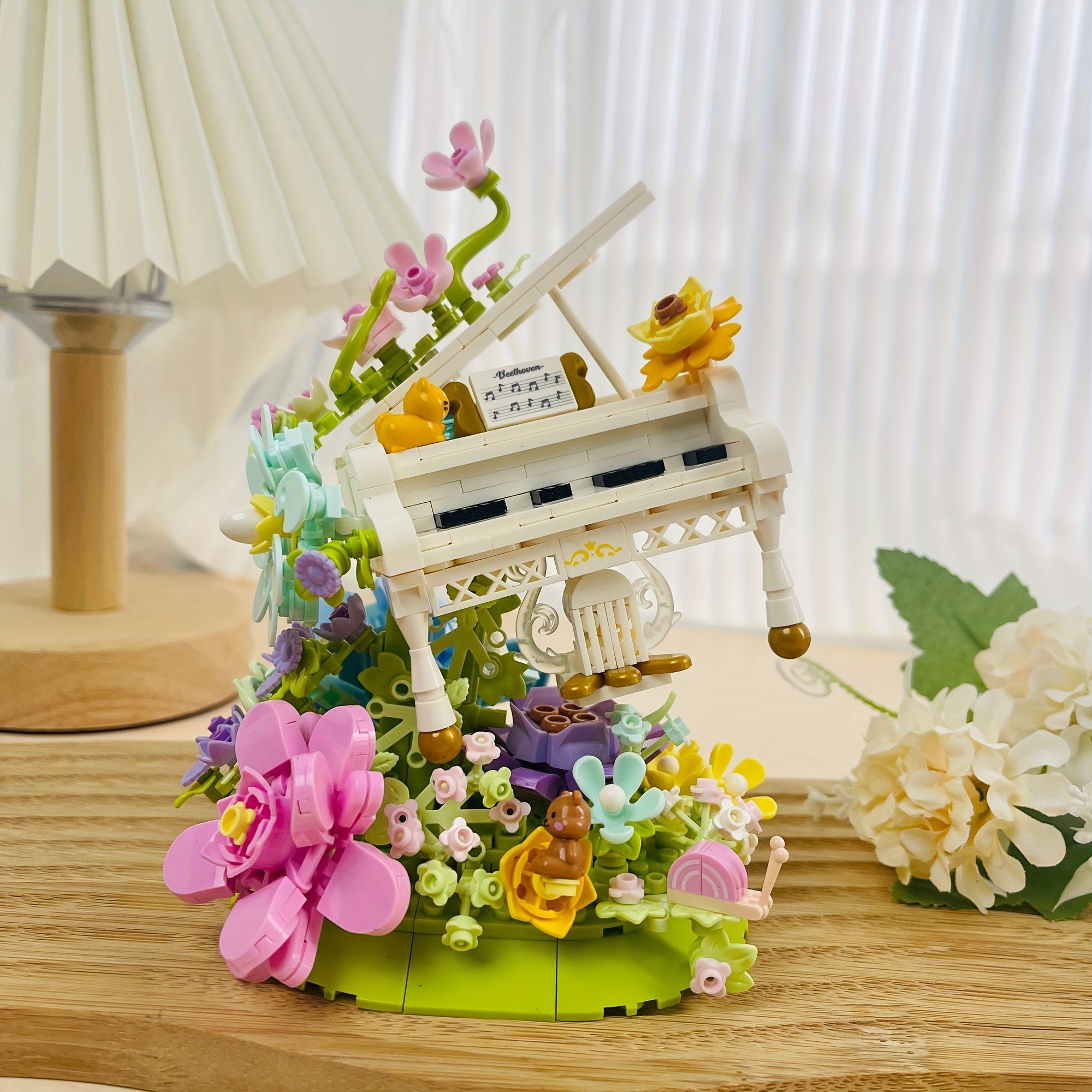 Eternal Flower Piano Building Blocks Set - Creative DIY for Valentine's Birthday