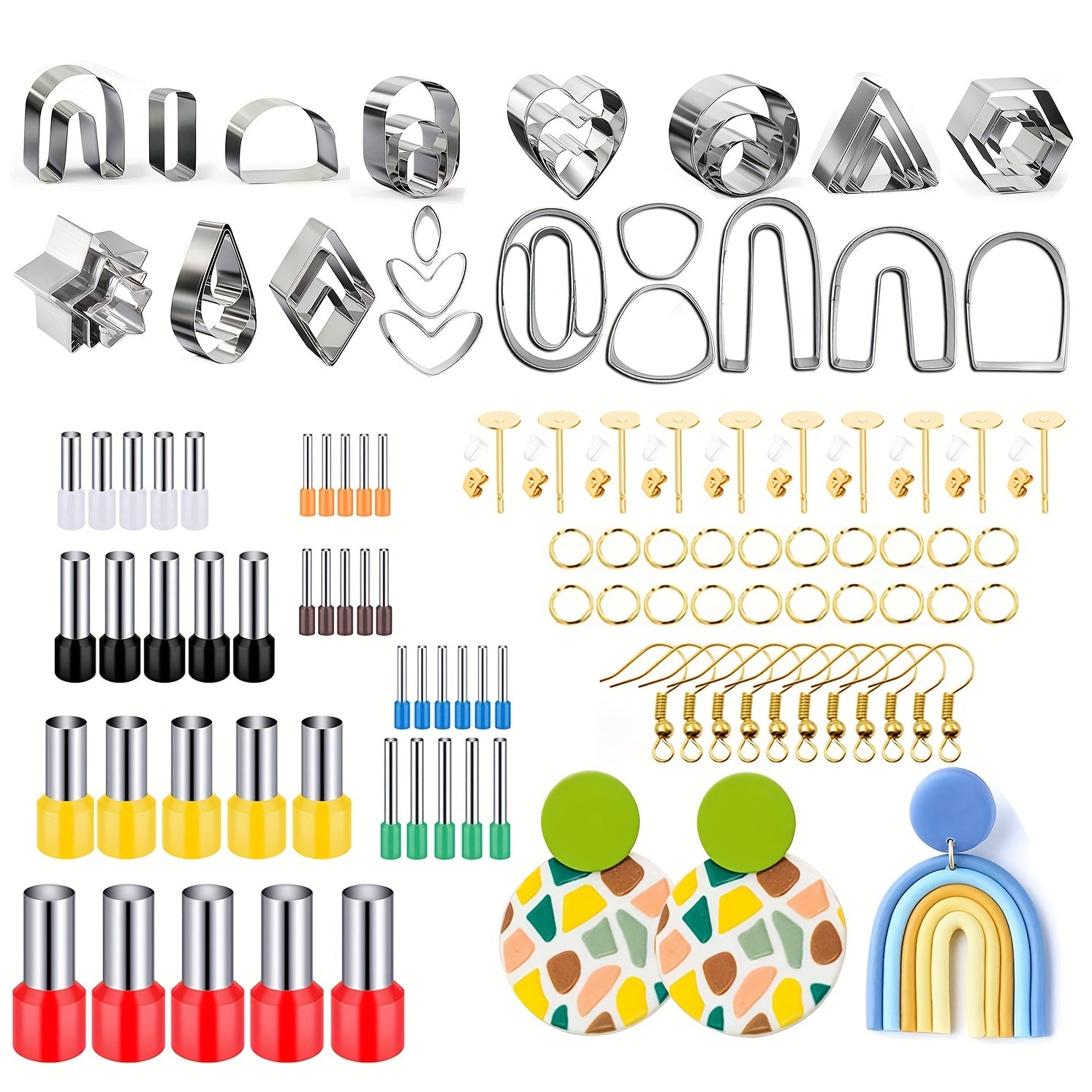 DIY Polymer Clay Earring Cutter Set with 40 Round Puncher