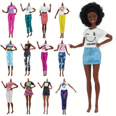 2pcs Doll T Shirt & Jeans Set For 11.6in Doll Cosplay