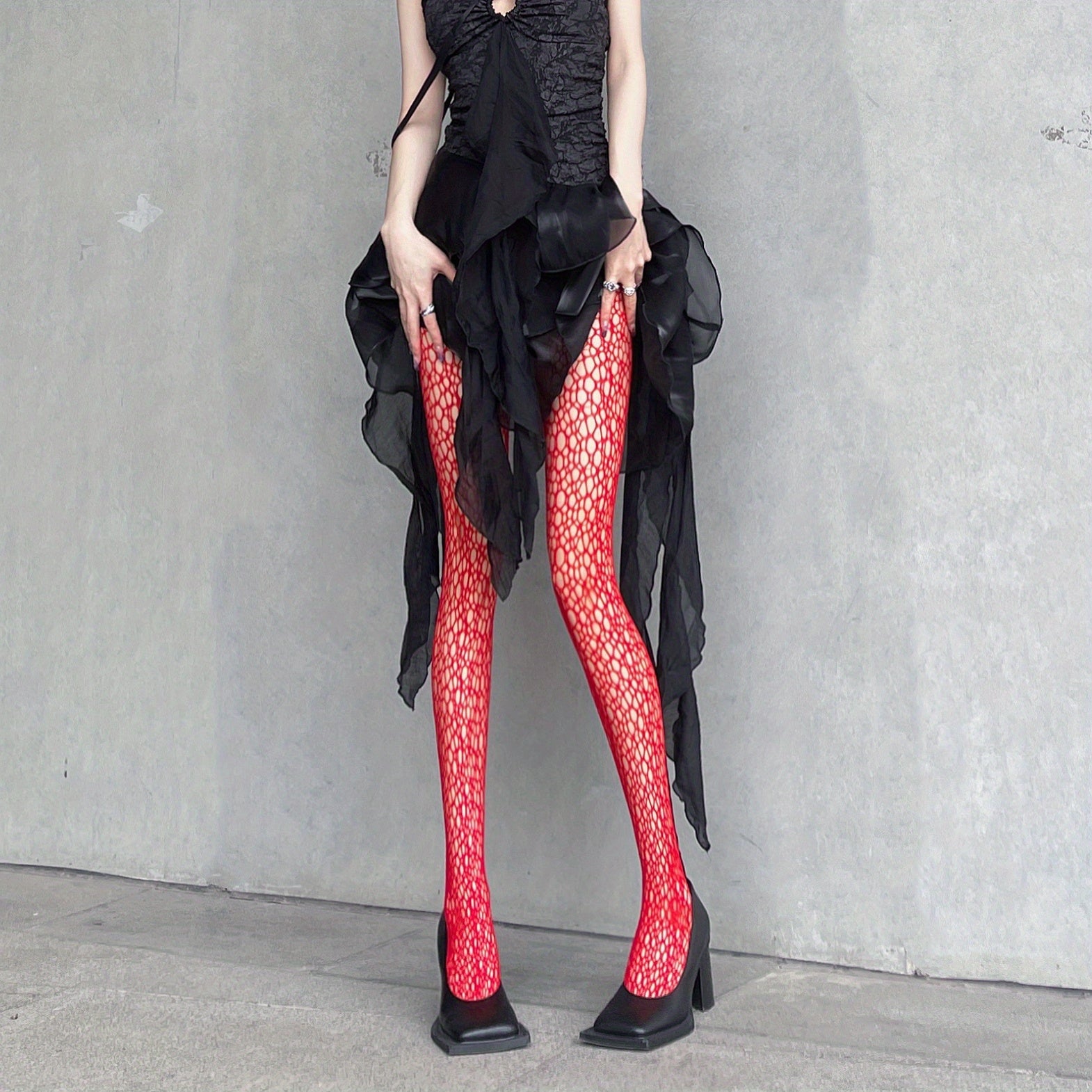 High Waist Fishnet Tights Hollow Out Mesh Pantyhose