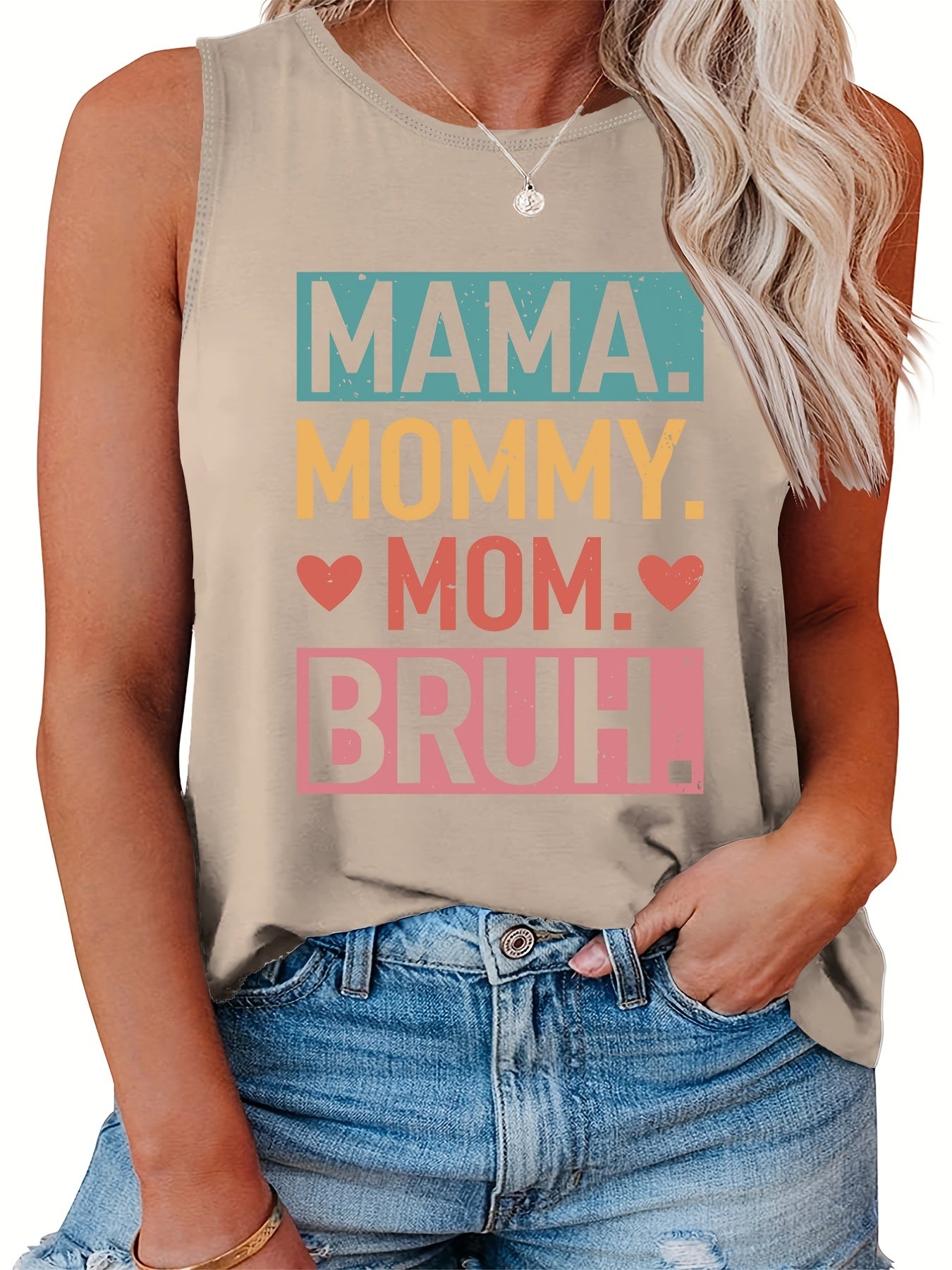 Women's Plus Size Colorful Letter Print Tank Top