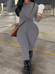 Basic Jumpsuit Women's Plain Long Sleeve Round Neck Jumpsuit