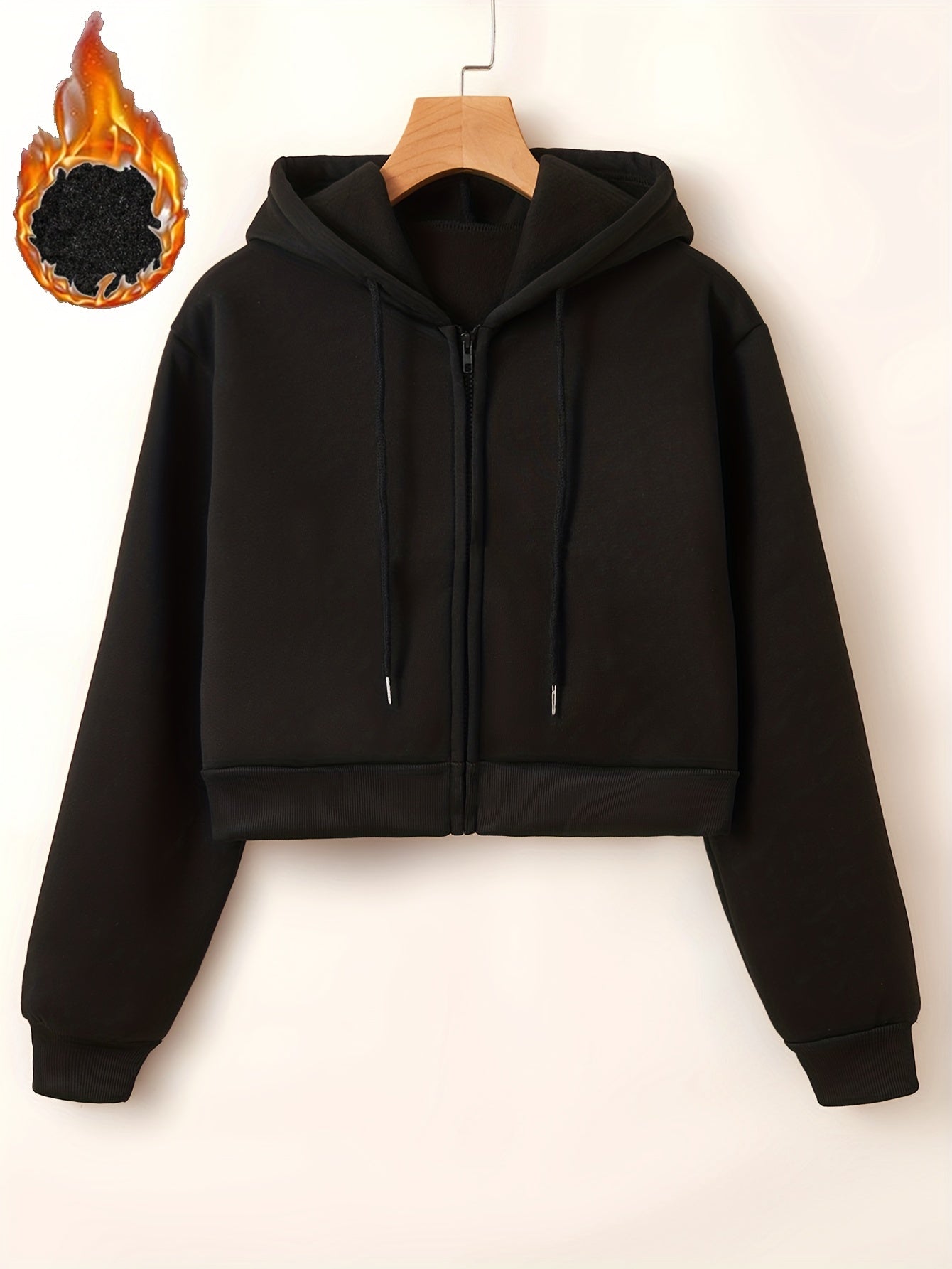 Solid Hooded Sweatshirt Fleece Casual Sports Hoodie Women's