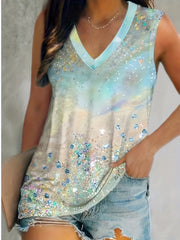 Marble Print V Neck Tank Top